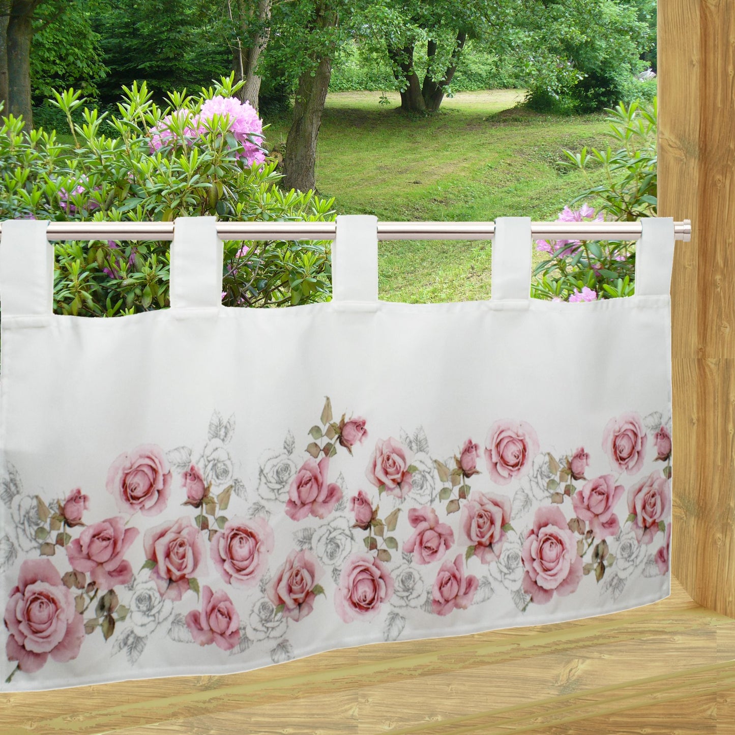 Scheibengardine 47x90cm mit Digitaldruck "Rosen"