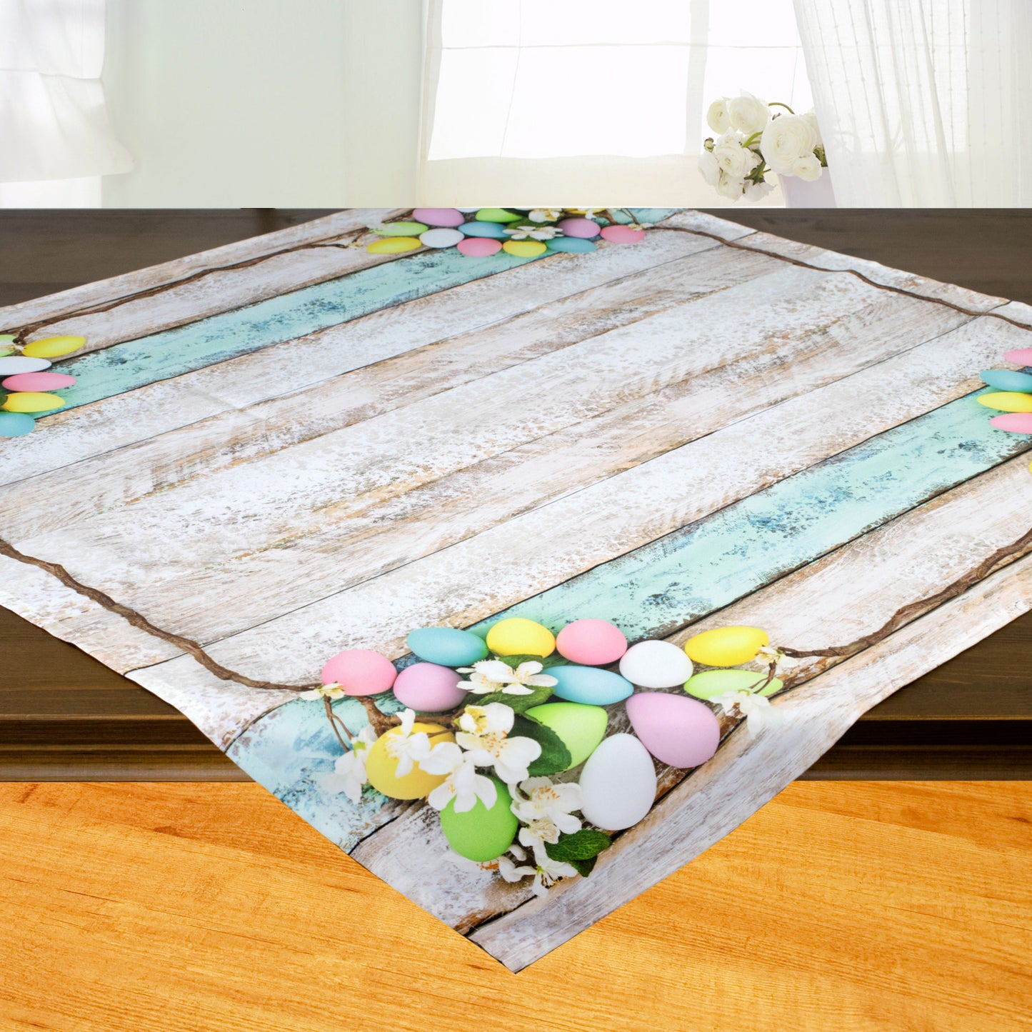 Fischer window pictures tablecloth with digital print "Easter eggs" 85x85 cm