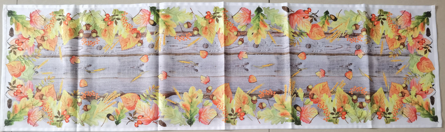 Fischer window pictures table runner with digital print "Autumn leaves" 40x140 cm