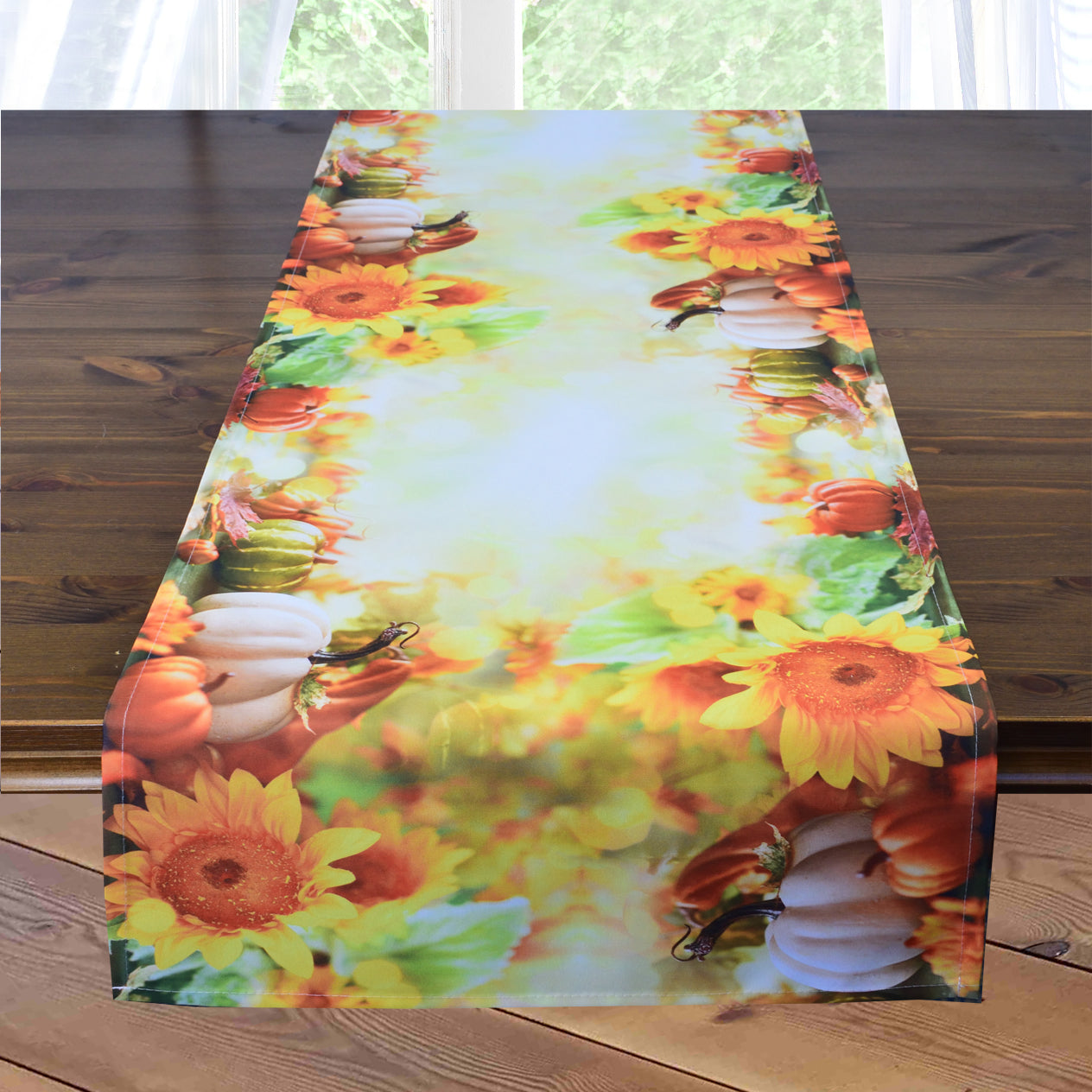 Fischer window pictures autumn leaves pumpkin yellow table runner 40 x 140cm