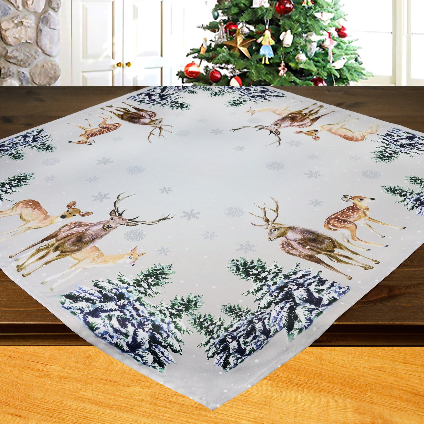 Fischer window pictures tablecloth "Animals in the Forest" 85x85 cm