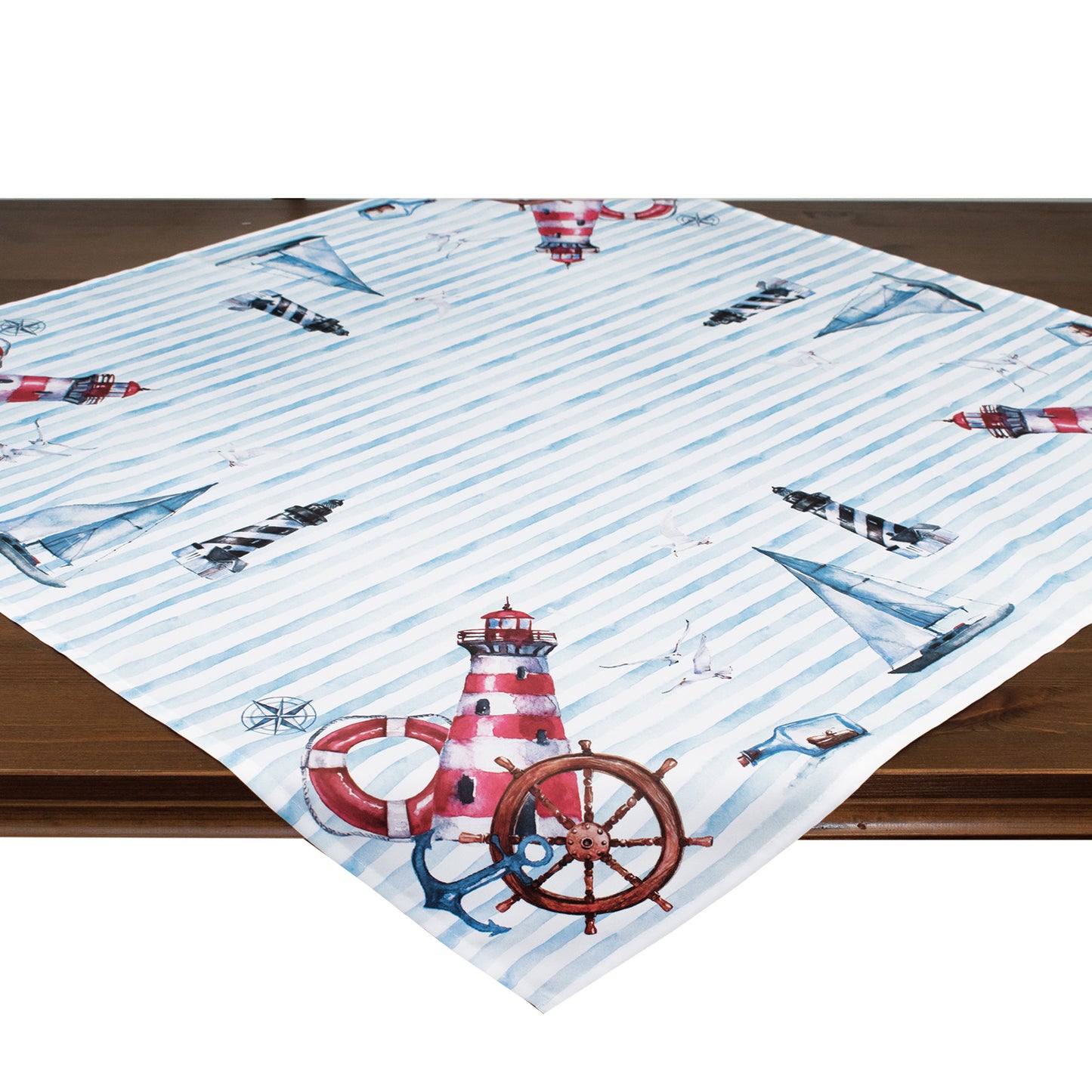 Fischer window pictures tablecloth "Maritime with lighthouse" 85x85 cm