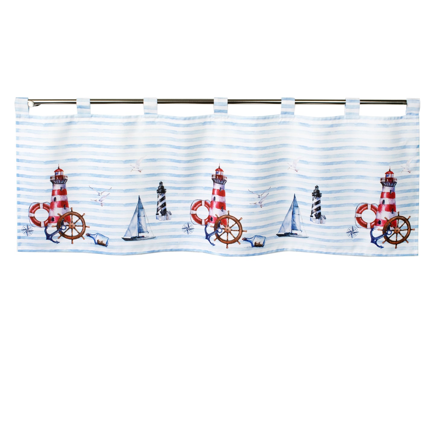 Fischer window pictures window curtain digital print "Maritime with lighthouse"