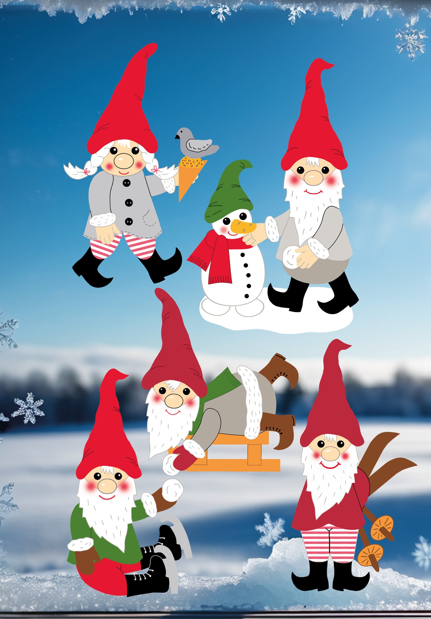 Fischer Fensterbilder Bastelpackung Winterwichtel zum Selberbasteln