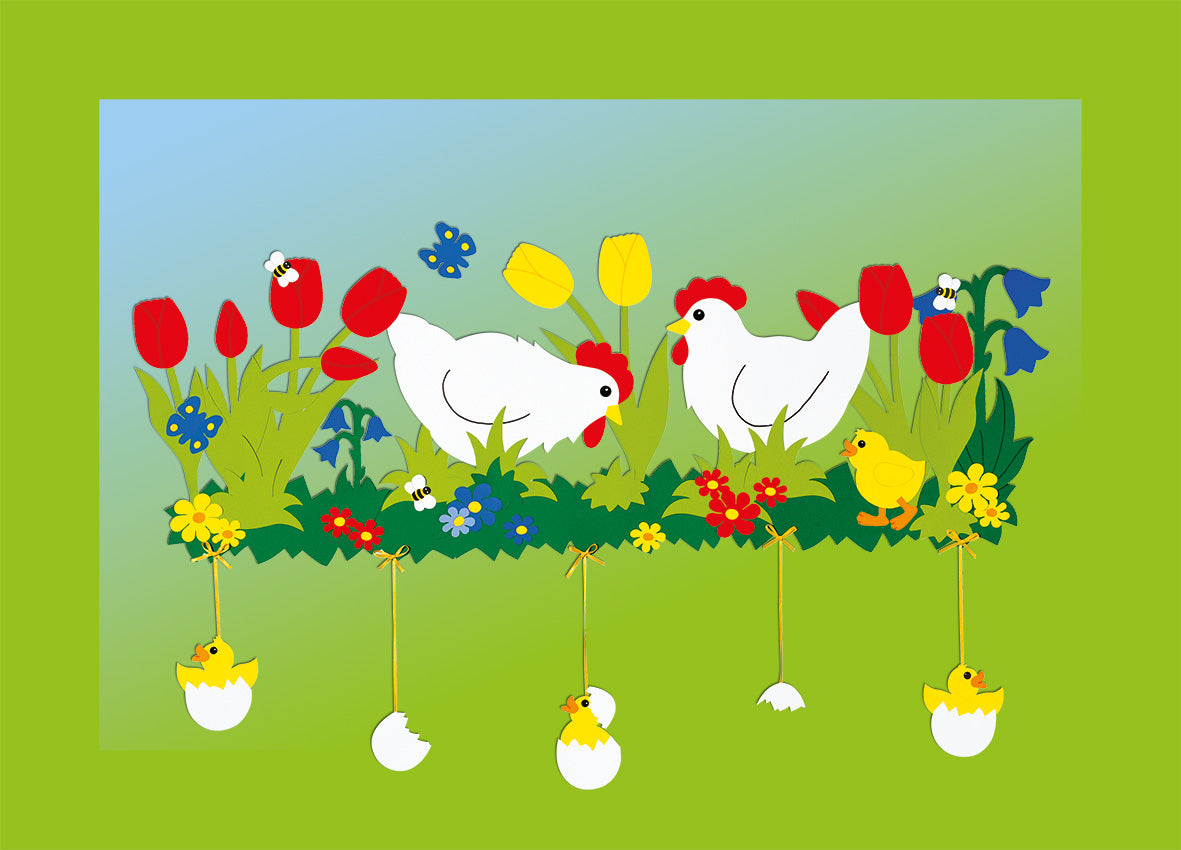 Fischer window pictures Colorful chicken meadow