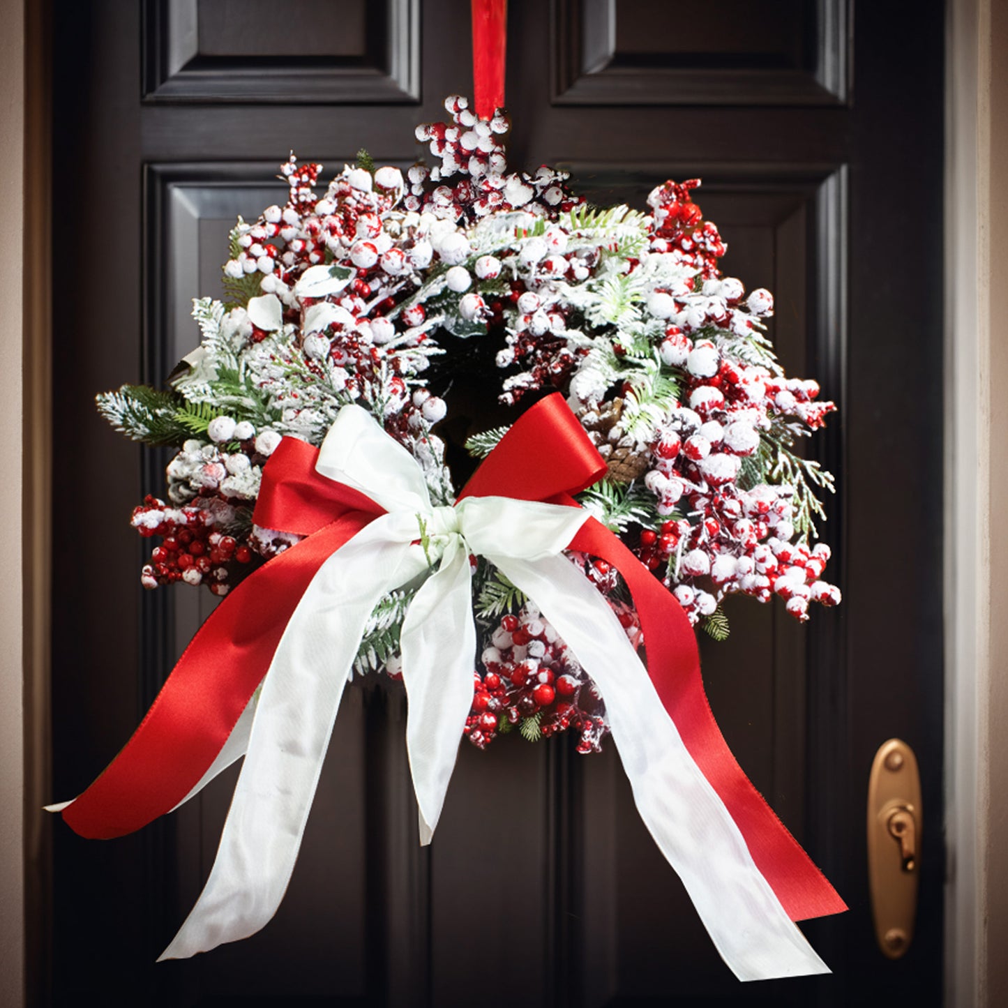 Fischer Fensterbilder Weihnachtskranz mit roten Beeren ca. 40cm Durchmesser