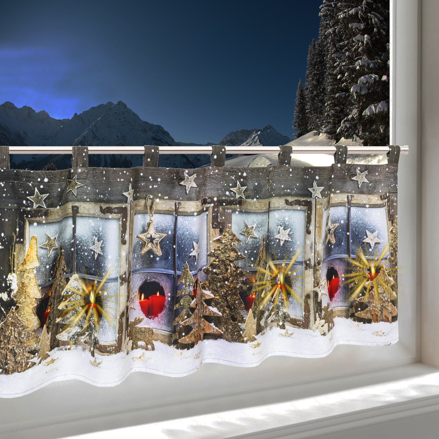 Fischer Fensterbilder beleuchtete Scheibengardine mit LED "Weihnachtsfenster"