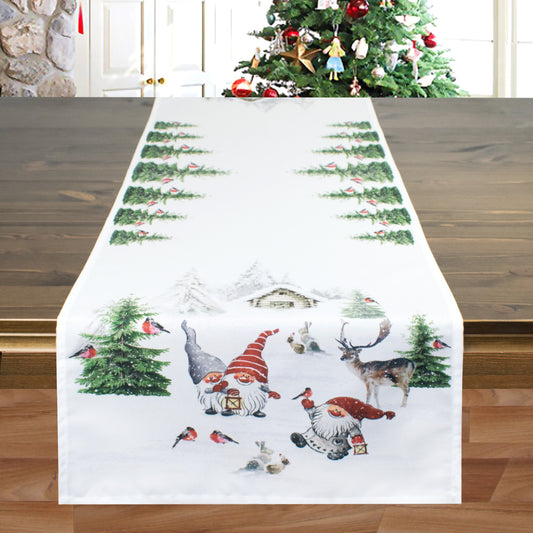 Fischer Fensterbilder Tischläufer mit Digitaldruck “Wichtel in Wald " in dänischen Stil  40x140cm cm