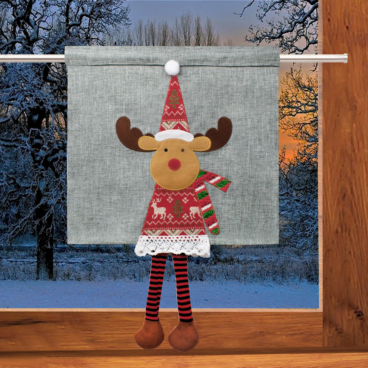 Fischer Fensterbilder 3 D Gardine mit Elch Figur