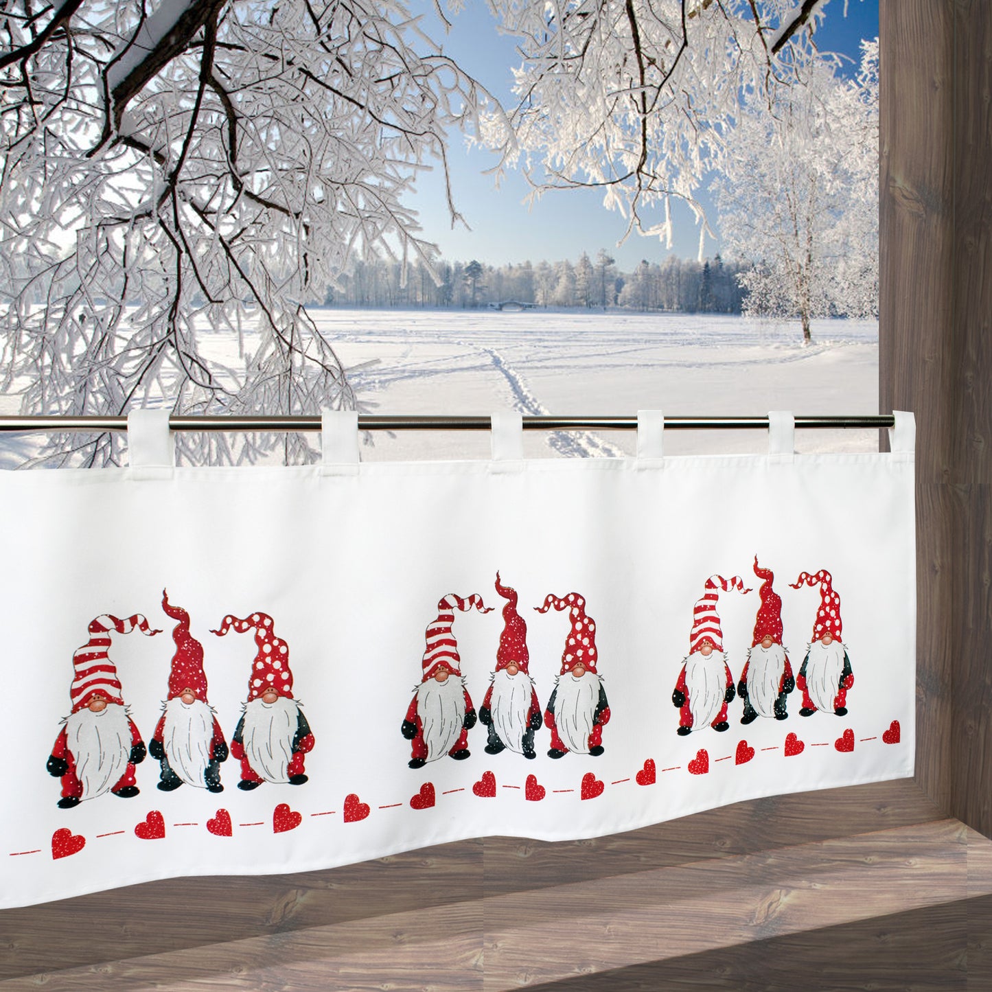 Fischer Fensterbilder Wichtel in dänischen Stil Scheibengardine 45x120cm