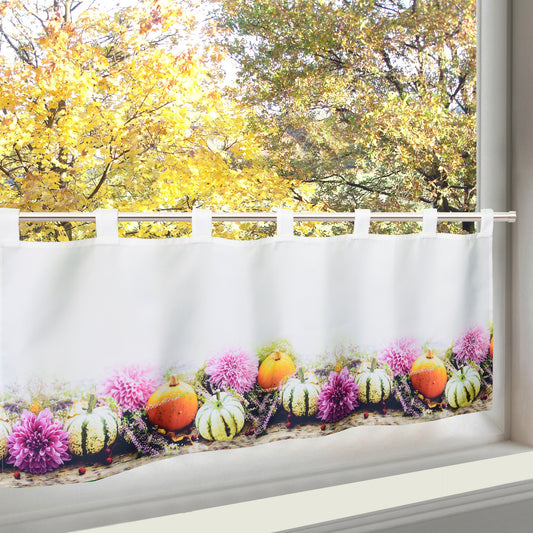 Fischer Fensterbilder Herbst Kürbis mit Blumen Gardine