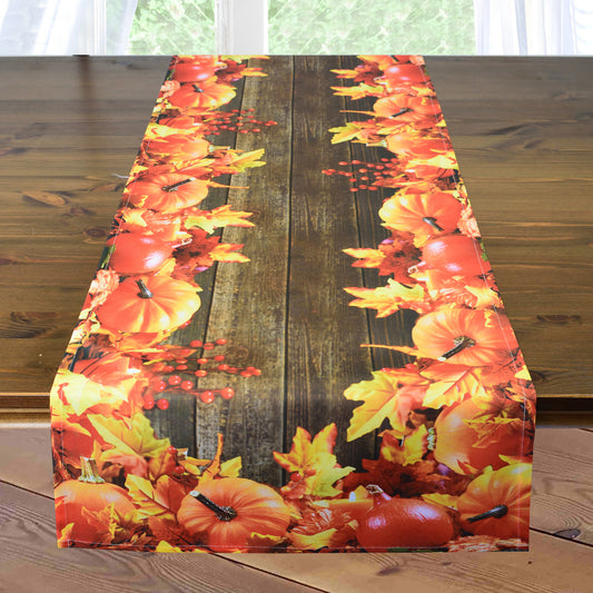 Fischer Fensterbilder Herbst Kürbis und Herbstblätter Tischläufer 40x140cm
