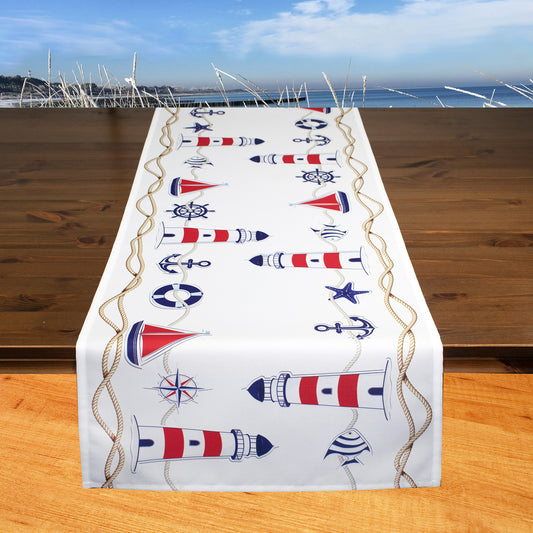 Fischer Fensterbilder Tischläufer "Maritim mit Segelboot" 40x140cm