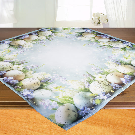 Fischer Fensterbilder Tischdecke "Ostereier mit Blumen " 85 x85