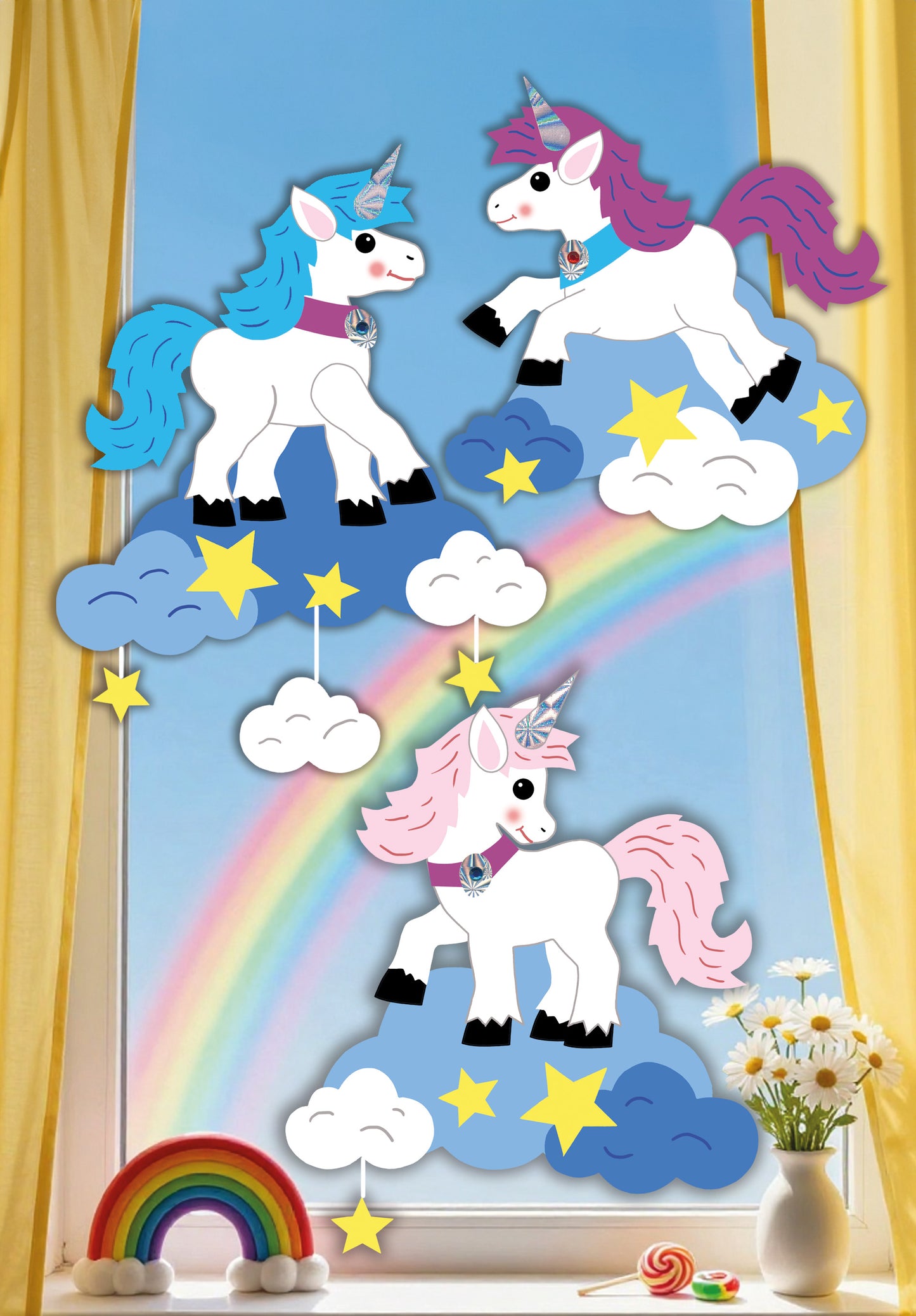 Fischer Fensterbilder Einhorn Mobile