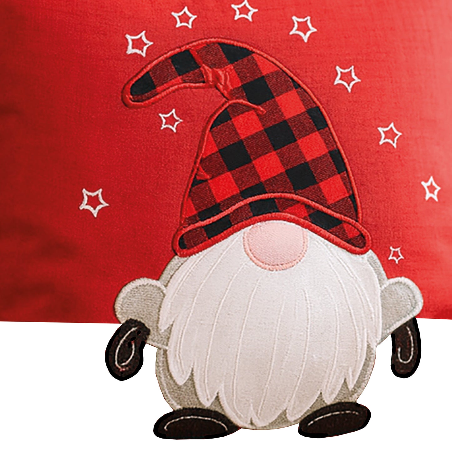 Fischer window decorations table runner with appliqué gnome with checked hat 36x140cm