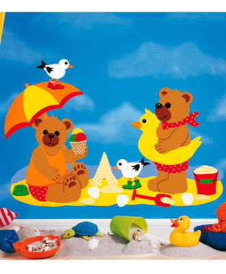 Fischer Fensterbilder Teddys am Strand